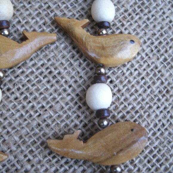 Vintage Handmade Wood Whale Necklace - Picture 8 of 9